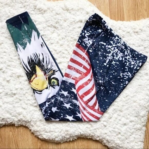 CowCow: USE American Flag and Eagle Leggings Sz Small - Picture 1 of 6